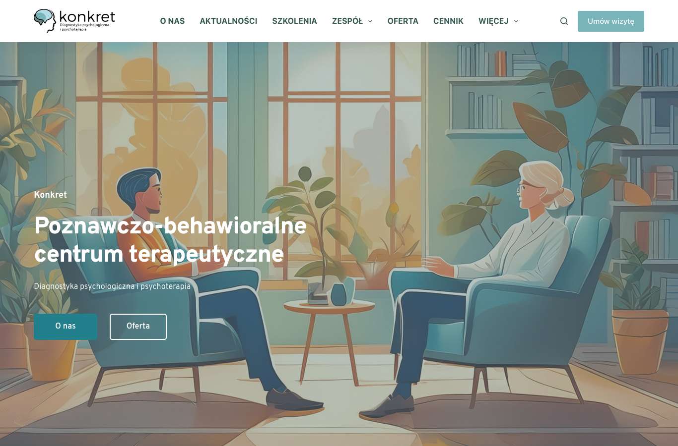 Zrzut strony głównej konkret-psychoterapia.pl z 25 września 2026