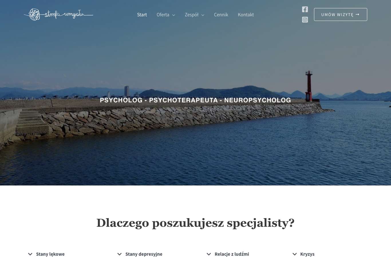 Zrzut strony głównej strefaumyslukrakow.pl z 25 września 2026
