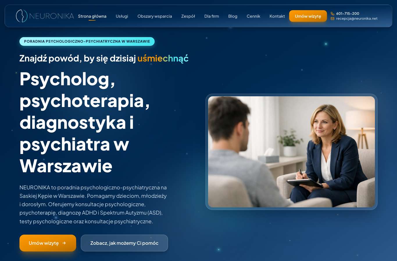 Zrzut strony głównej neuronika.net z 25 września 2026