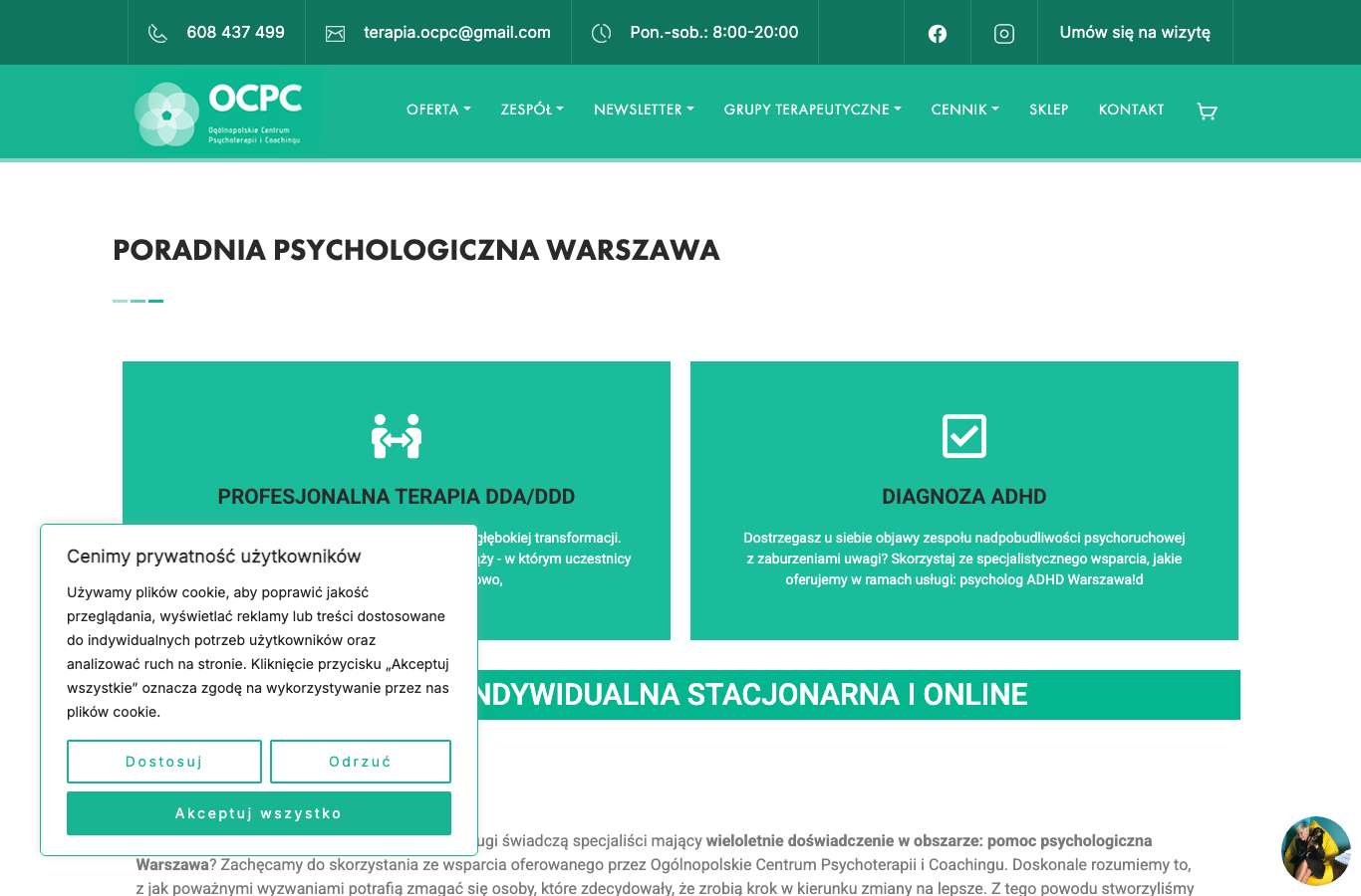Zrzut strony głównej ocpc.pl z 25 września 2026