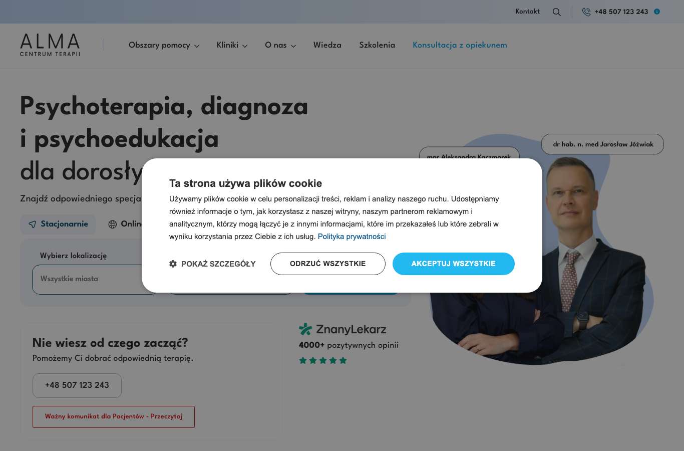 Zrzut strony głównej centrumalma.pl z 25 września 2026