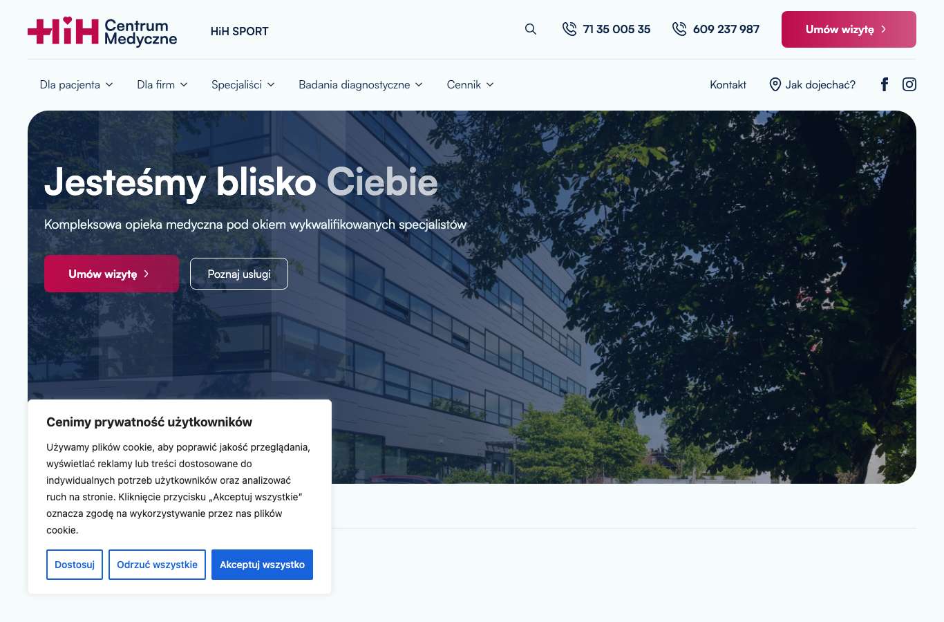 Zrzut strony głównej hih.com.pl z 25 września 2026