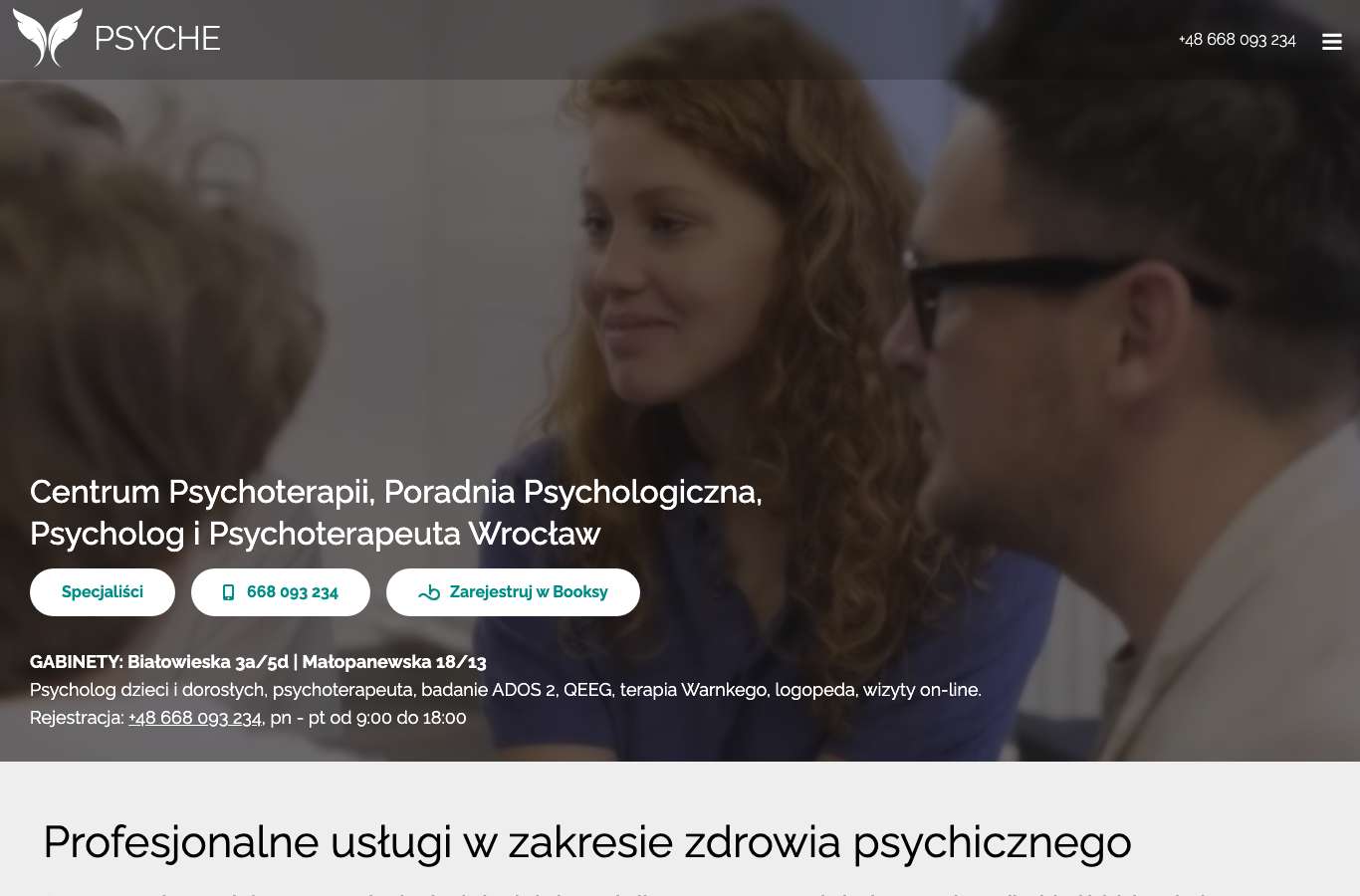 Zrzut strony głównej psyche.wroclaw.pl z 25 września 2026